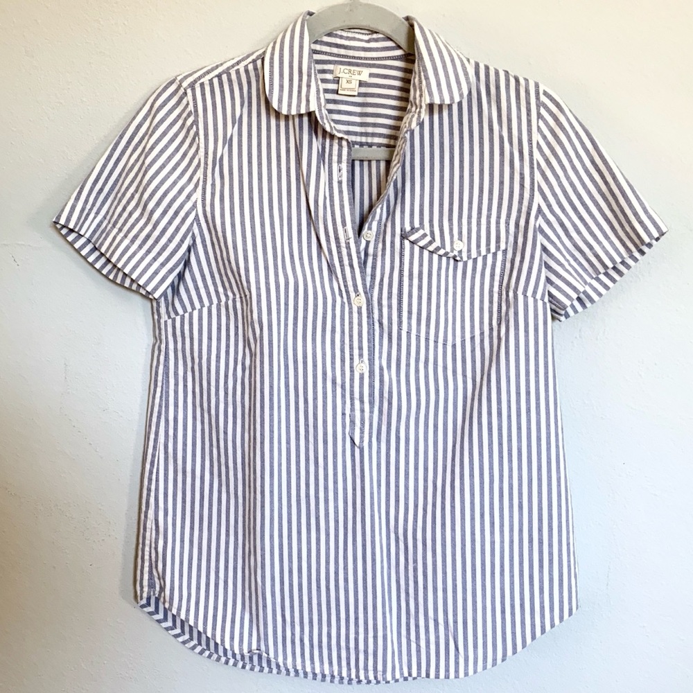 J. Crew Stripe Short Sleeve Oxford